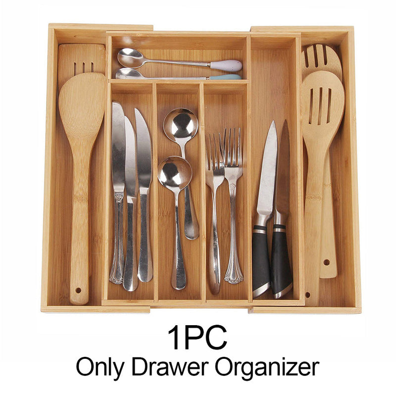 Expandable Bamboo Kitchen Drawer Organizer,