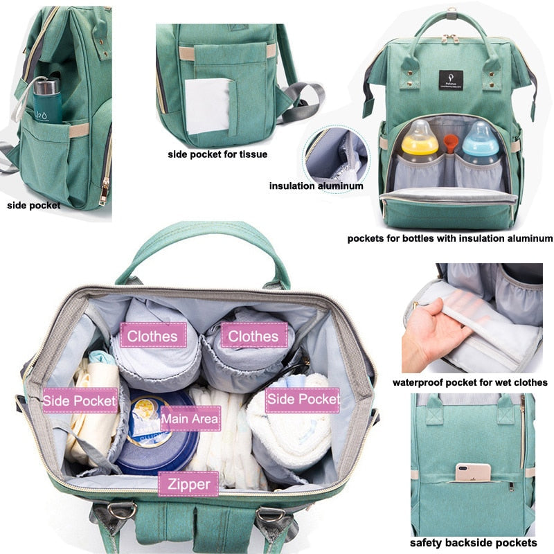 NEW Waterproof Baby Diaper Bag With USB Interface New Born Essentials, Shower party Gift