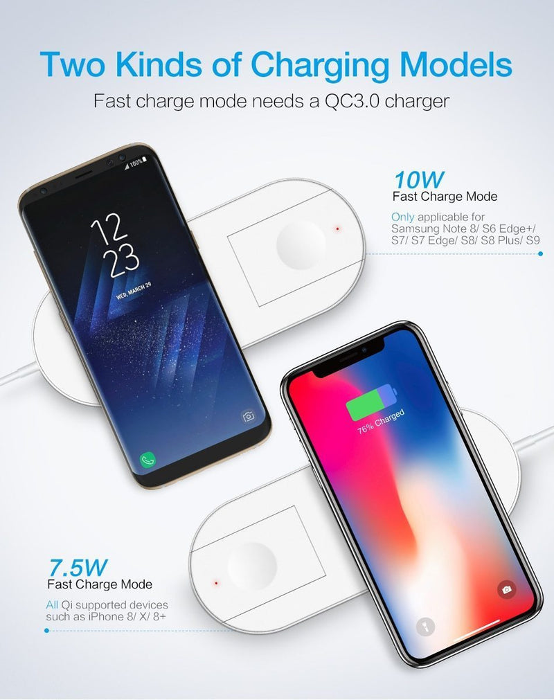 2 in 1 Wireless Charging Pad for Smartphone & iWatch