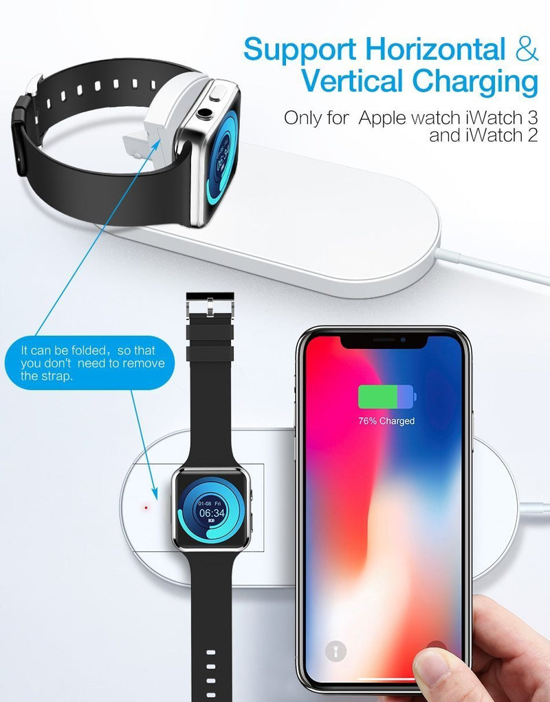 2 in 1 Wireless Charging Pad for Smartphone & iWatch