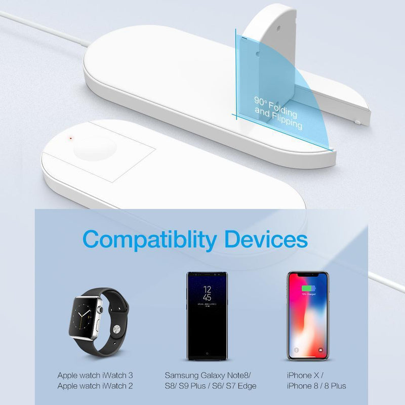 2 in 1 Wireless Charging Pad for Smartphone & iWatch