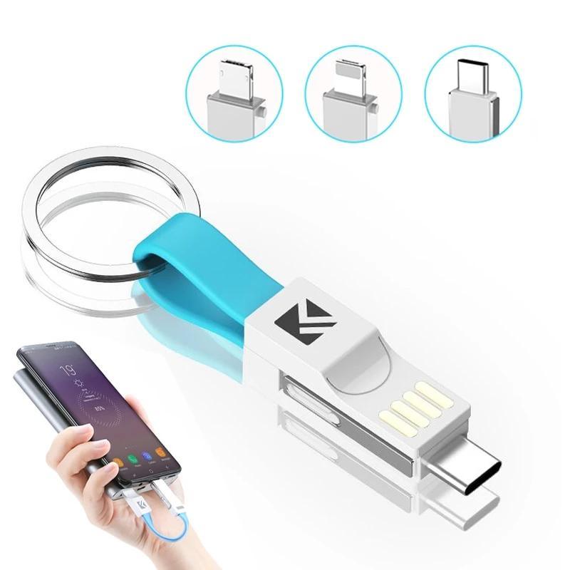 3 in 1 Mini Key Chain USB Cable With Fast Data Sync Charging Cable