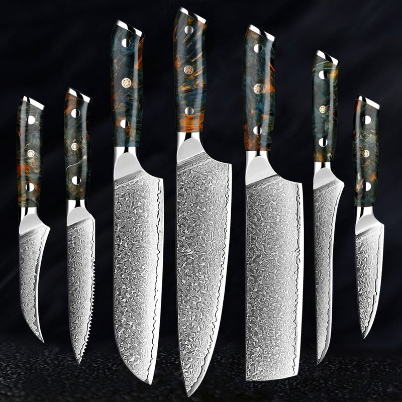 7-Piece Professional Japanese Damascus Chef Knife Set