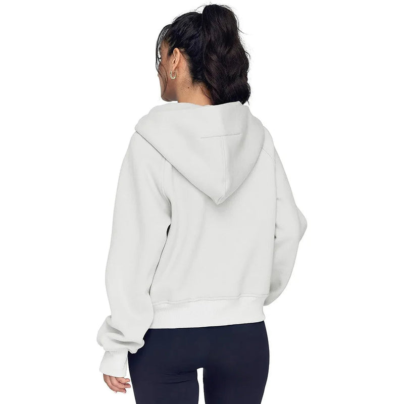 Half-Zip Fleece Hoodie Sweatshirt – Stylish Fall/Winter Pullover for Women’s Cozy Outfits and Streetwear Layers