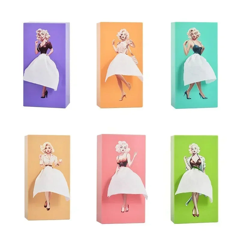 Puffy Flying Skirt Girl Tissue Box – Fun & Chic Anime-Inspired Desktop Decor