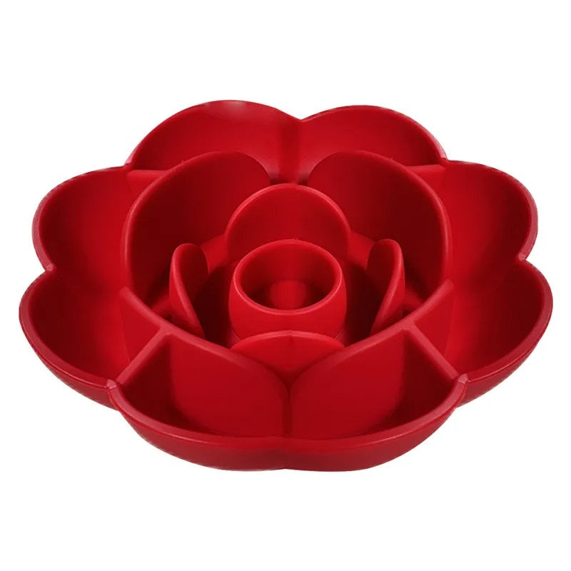 Anti-slip Circular Pet Slow Food Bowl – Rose Series Anti-Choking Silicone Bowl with Suction Cup for Dogs and Cats