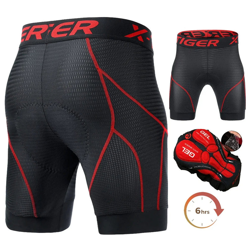 Breathable Men's Padded Cycling Shorts – 5D Underwear with Anti-Slip Leg Grips