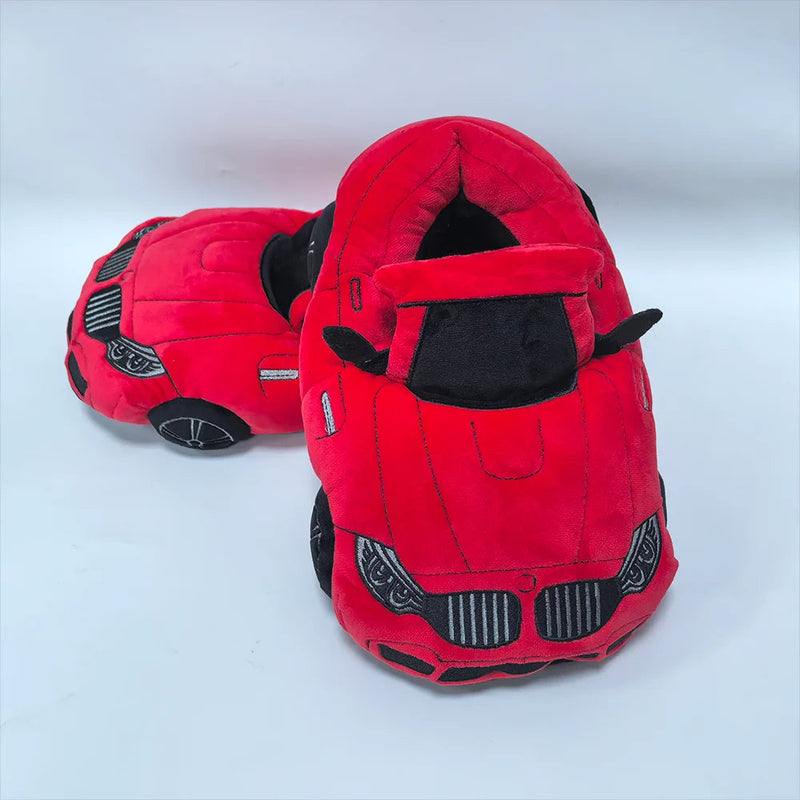 Highland Cow Plush Car-Shaped Slippers – Cozy Valentine’s Gift with Soft Warm Interior for Men and Women Indoor Lounging