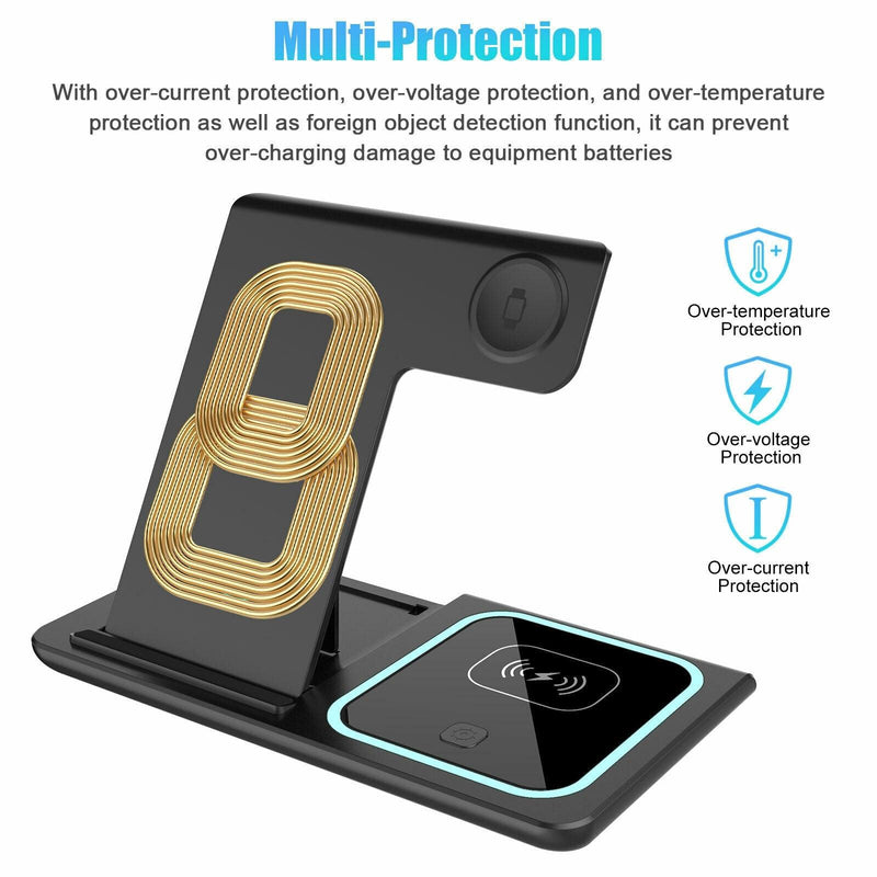 3-in-1 Wireless Car Charging Station for iPhone, iWatch, Samsung AirPods - Essential for RV Travel