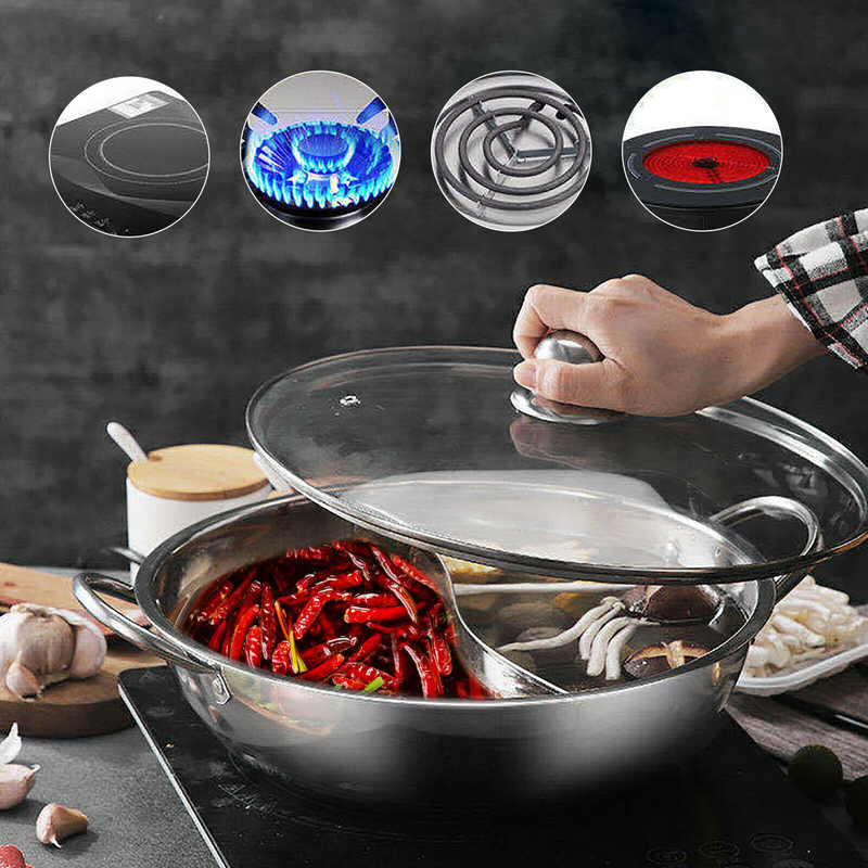 Stainless Steel Hot Pot Divider Dual Sided Pot