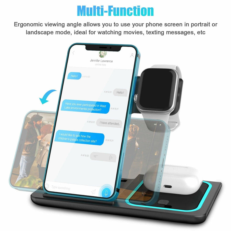 3-in-1 Wireless Car Charging Station for iPhone, iWatch, Samsung AirPods - Essential for RV Travel