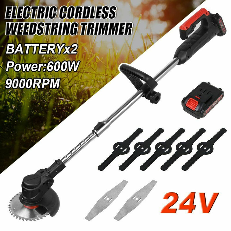 Electric Weed Lawn Eater Edger Grass String Trimmer Cutter 2 Battery 1 Charger