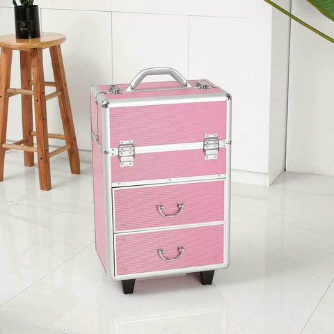 Premium Rolling Cosmetic Makeup Train Case