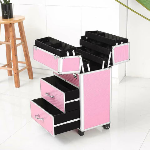 Premium Rolling Cosmetic Makeup Train Case