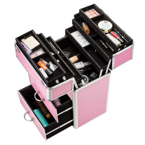 Premium Rolling Cosmetic Makeup Train Case