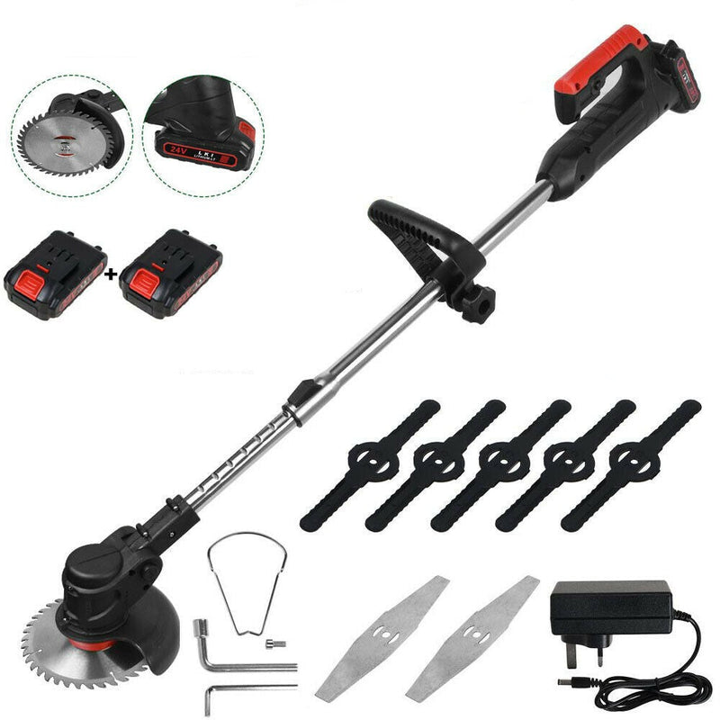 Electric Weed Lawn Eater Edger Grass String Trimmer Cutter 2 Battery 1 Charger