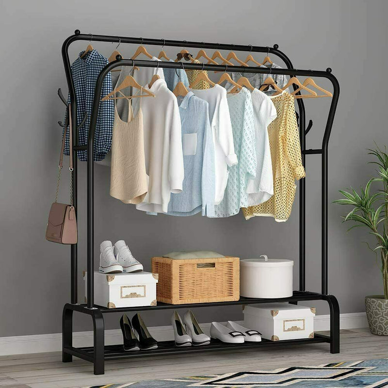 Rack Organizer Clothes Hanger Rail Double Deck Shelves