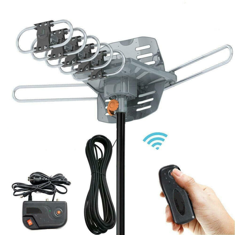 250 Miles HD TV Digital Antenna 360° Rotating, Outdoor Amplified HDTV Antenna, Motorized Rotation