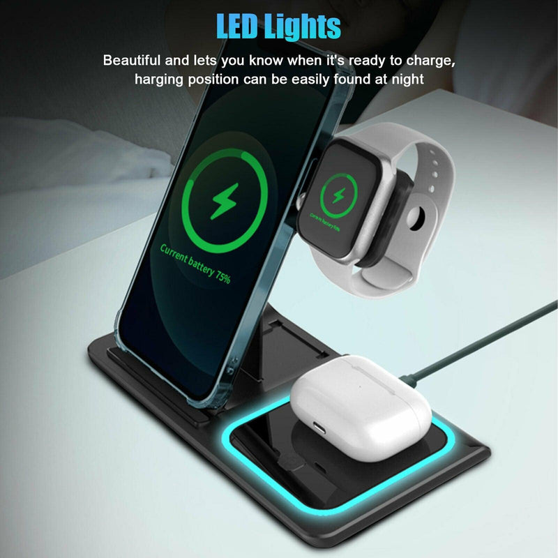 3-in-1 Wireless Car Charging Station for iPhone, iWatch, Samsung AirPods - Essential for RV Travel