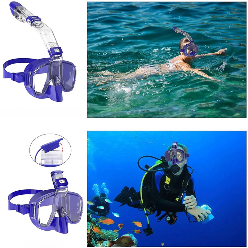 Anti-Fog Scuba Diving Snorkeling Mask – Safe Breathing Half-Face Scuba Diving Set for Kids & Adults