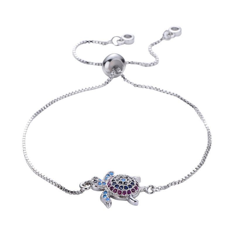Silver Love Heart Turtle Bracelet – Stainless Steel Lucky Charm Jewelry Gift for Stylish, Romantic Women