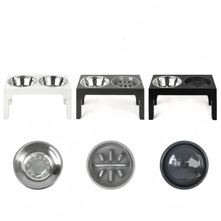 Elevated Stainless Steel Pet Bowls – Neck Support Design to Prevent Overturning and Slow Feeding