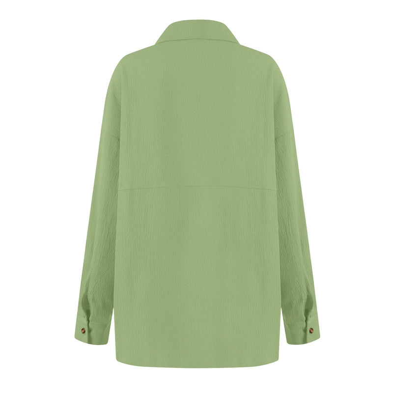 Elegant Blouse for Women – Loose-Fit Single-Breasted Long Sleeve Shirt