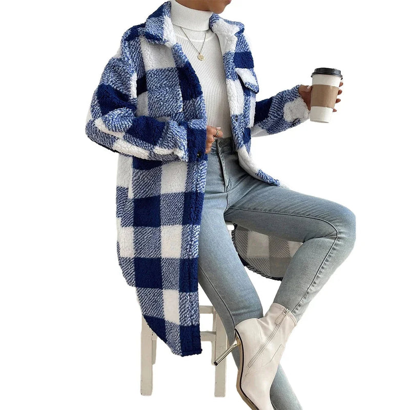 Plaid Button Up Tartan Outwear – Women’s Vacation Jacket, Winter Warm Cardigan & Trench Coat in One Stylish Layer