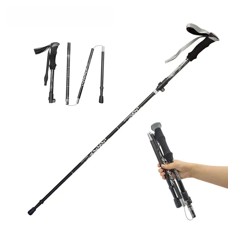 Five Section Telescopic Trekking Pole – Lightweight Walking Stick for Hiking, Camping, Nordic Fitness, or Elderly Outdoor Adventures