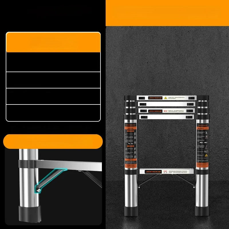 Heavy-Duty Telescopic Folding Ladder – Professional Aluminum Alloy Loft Ladder for Safe, Multifunctional Household Use and Easy Lifting