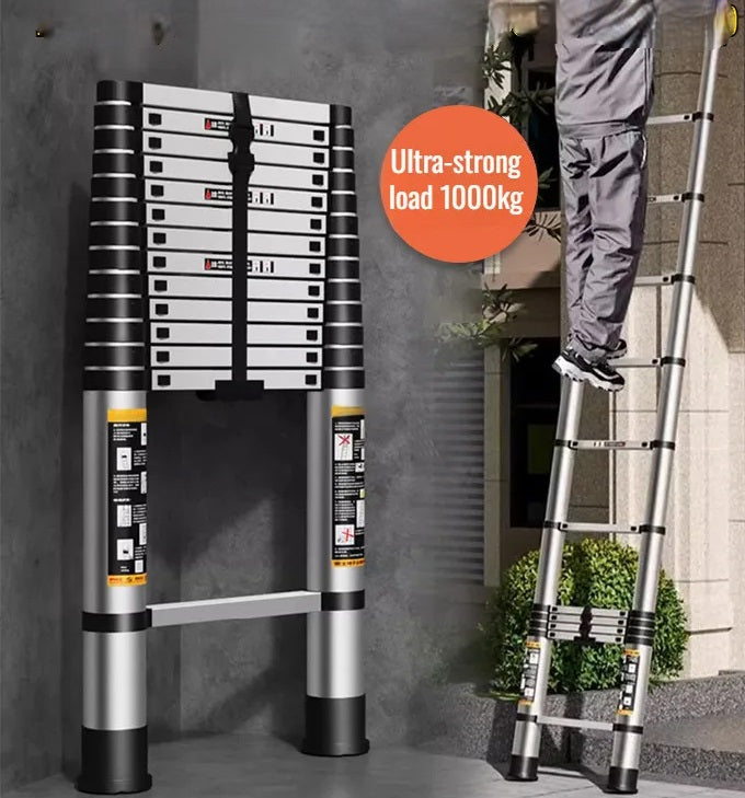 Heavy-Duty Telescopic Folding Ladder – Professional Aluminum Alloy Loft Ladder for Safe, Multifunctional Household Use and Easy Lifting