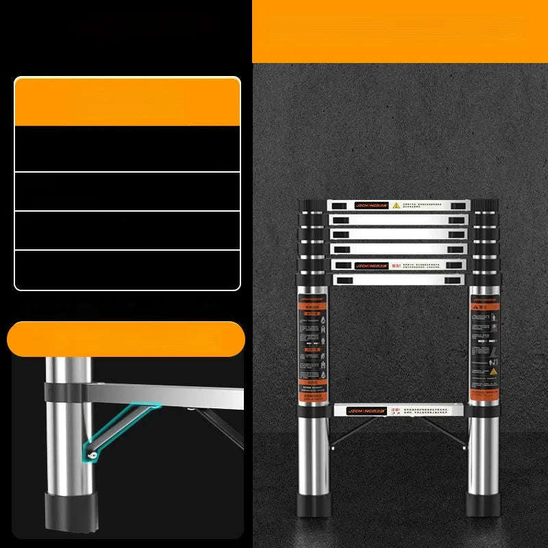 Heavy-Duty Telescopic Folding Ladder – Professional Aluminum Alloy Loft Ladder for Safe, Multifunctional Household Use and Easy Lifting