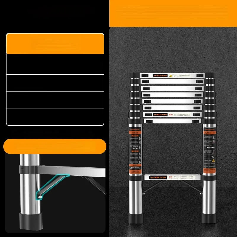 Heavy-Duty Telescopic Folding Ladder – Professional Aluminum Alloy Loft Ladder for Safe, Multifunctional Household Use and Easy Lifting