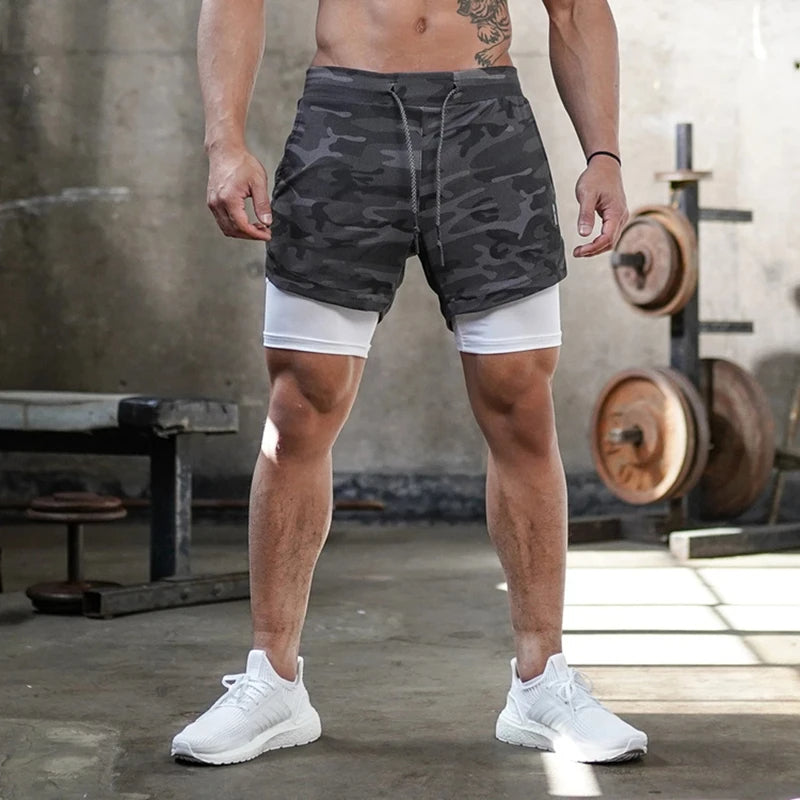 Quick-Dry Gym Training Shorts for Men – 2-in-1 Jogger Shorts with Built-in Liner for Summer Workouts, Jogging & Fitness Style