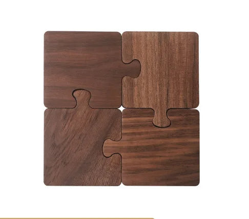 Rustic Walnut Puzzle Wood Coaster – Heat-Resistant, Durable & Stylish Protection for Your Table