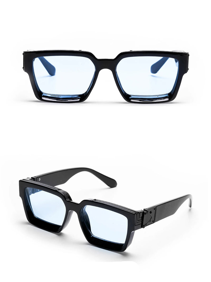Retro Black Millionaire Shades – Luxury Designer Square Sunglasses for Men and Women, Trendy 2024 Style