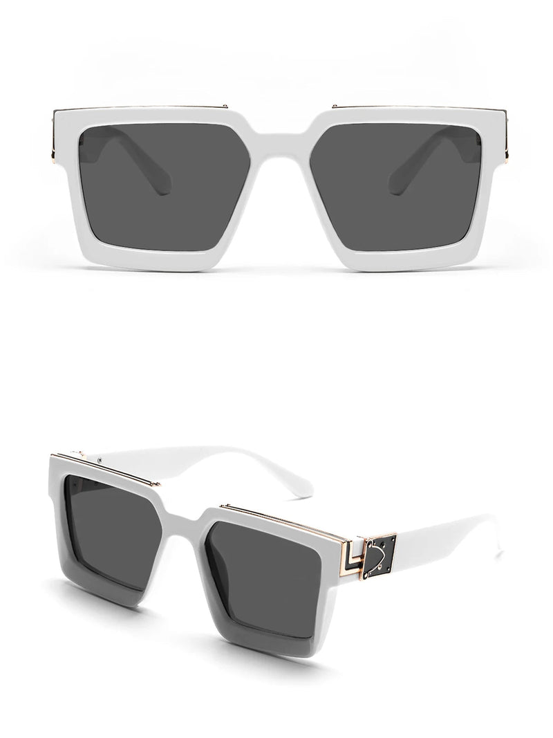 Retro Black Millionaire Shades – Luxury Designer Square Sunglasses for Men and Women, Trendy 2024 Style