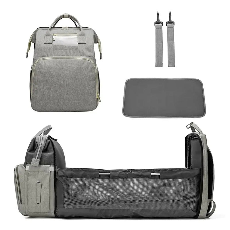 Portable Folding Baby Diaper Bag – Backpack Style, Large Capacity Stroller Organizer for Stylish Moms On-the-Go