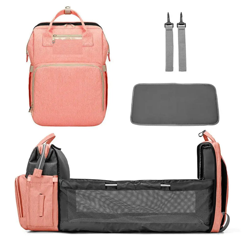 Portable Folding Baby Diaper Bag – Backpack Style, Large Capacity Stroller Organizer for Stylish Moms On-the-Go