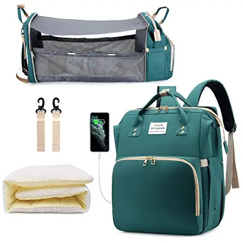 Portable Folding Baby Diaper Bag – Backpack Style, Large Capacity Stroller Organizer for Stylish Moms On-the-Go