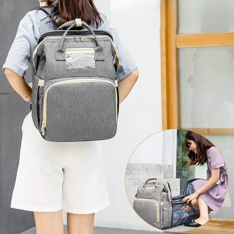 Portable Folding Baby Diaper Bag – Backpack Style, Large Capacity Stroller Organizer for Stylish Moms On-the-Go