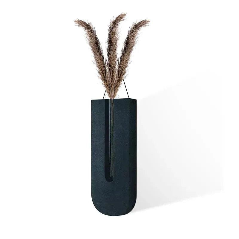 Vintage Wall Hanging Vase │ Wooden Hydroponic Wall Mounted Plant Hangers │ Transparent Glass Tube Flower Pot