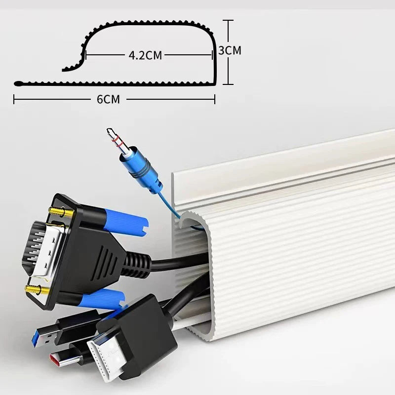 No-Drill Desk Cable Organizer Tray – Under Desk Cable Management & White Wire Protector for Clutter-Free Workspaces