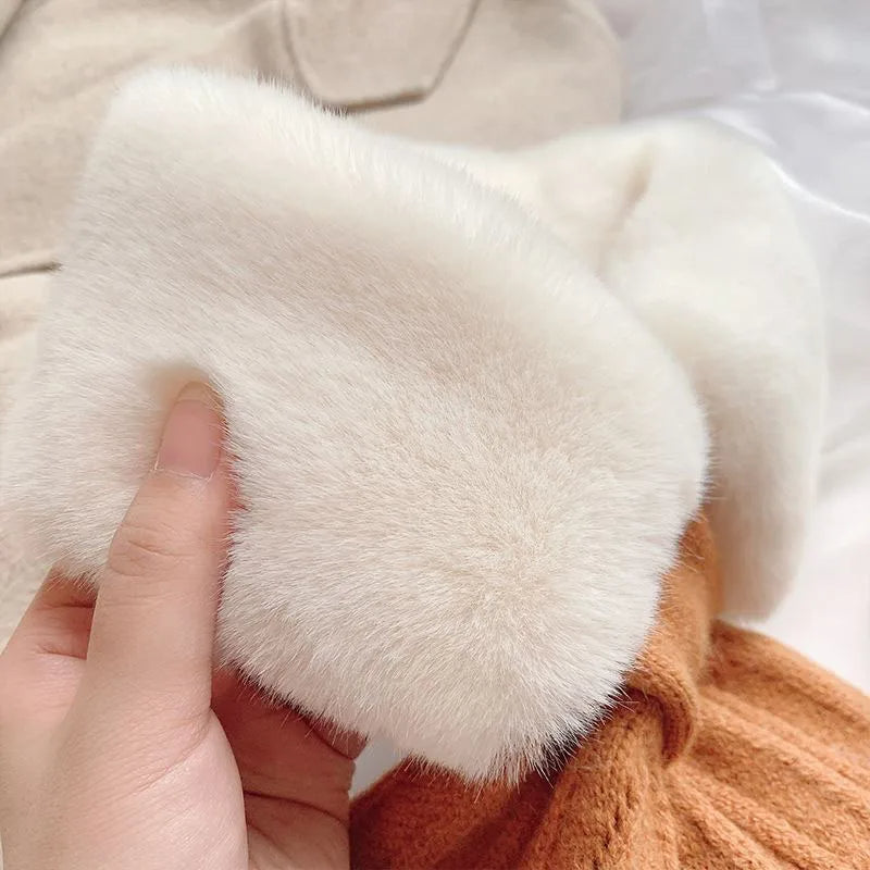 Korean Plush Collar Winter Scarf – Cozy Short Cross Wrap for Women & Girls