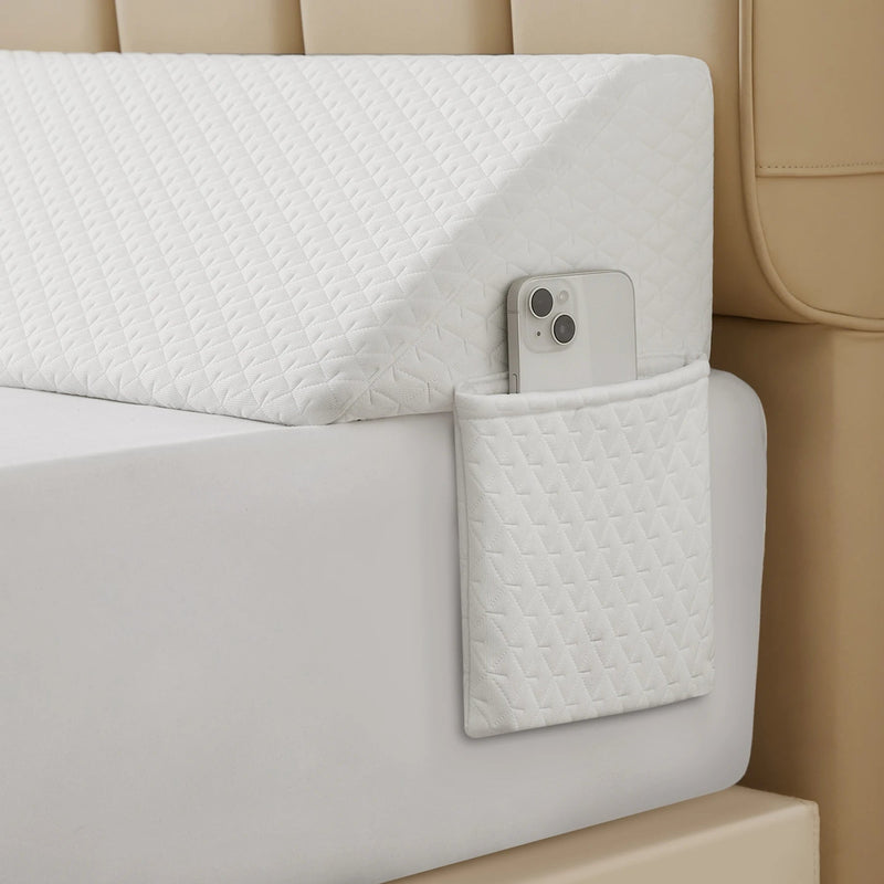 Hexagon Pattern Bed Wedge Pillow – Back Support Cushion for Sleeping with Machine-Washable Cover, Great for Elevated Rest Comfort