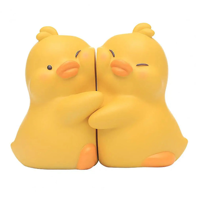 Hug Duck Bookends – 2pcs. Heavy-Duty Resin Animal Book Stoppers