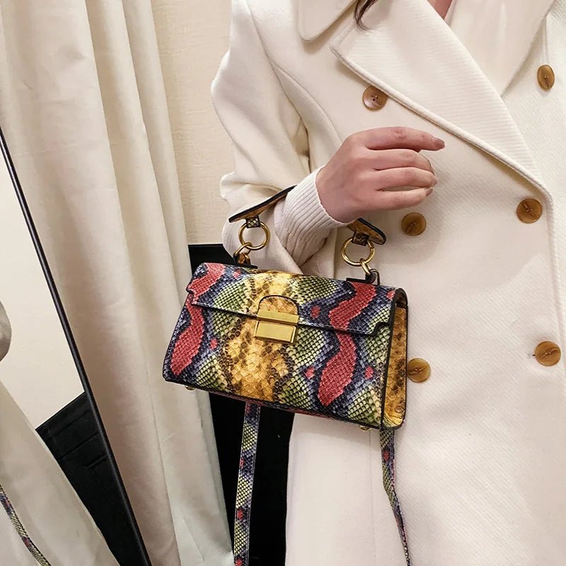 Luxury Snake Pattern Leather Crossbody Bag – Small Designer Handbag for Fashion-Forward Women Who Love Bold, Chic Accessories